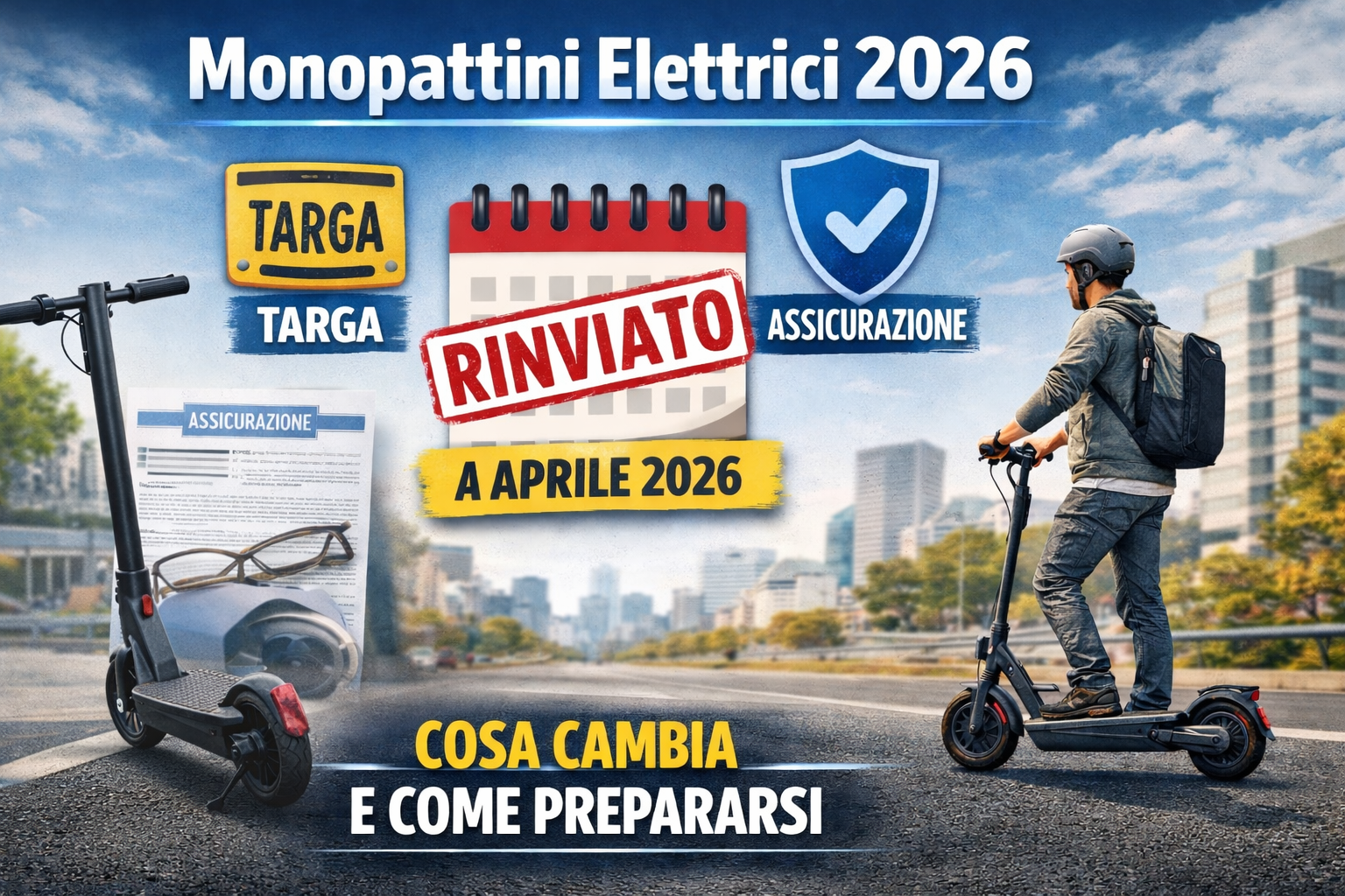 Monopattini elettrici 2026: obbligo di targa e assicurazione rinviato ad aprile – cosa cambia davvero