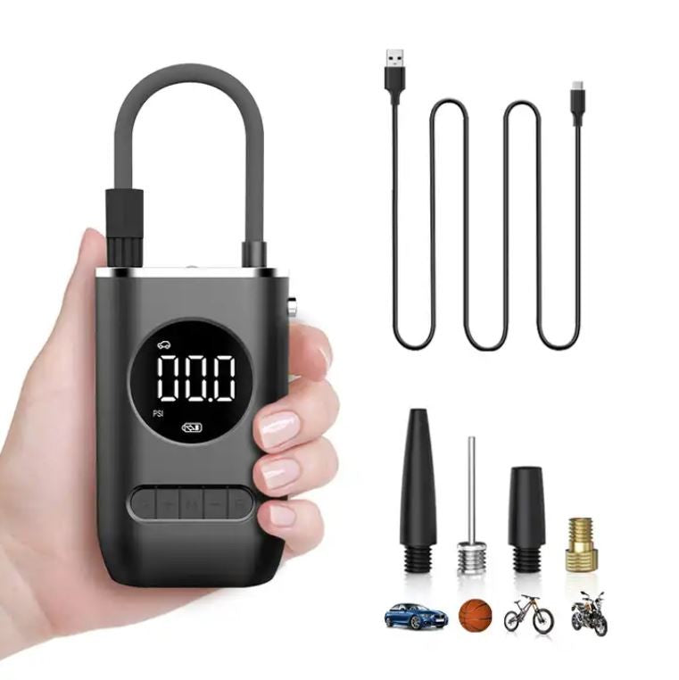 Mini Compressore Aria Portatile Elettrico – Gonfiatore per Bici, Moto, Auto e Palloni